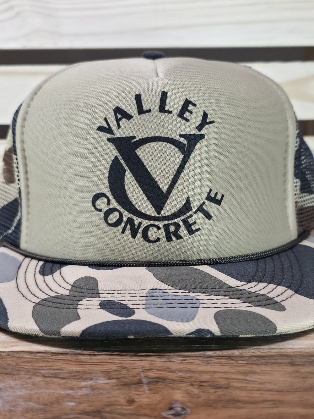 Valley Concrete Logo Trucker Hat - Olive & Camo